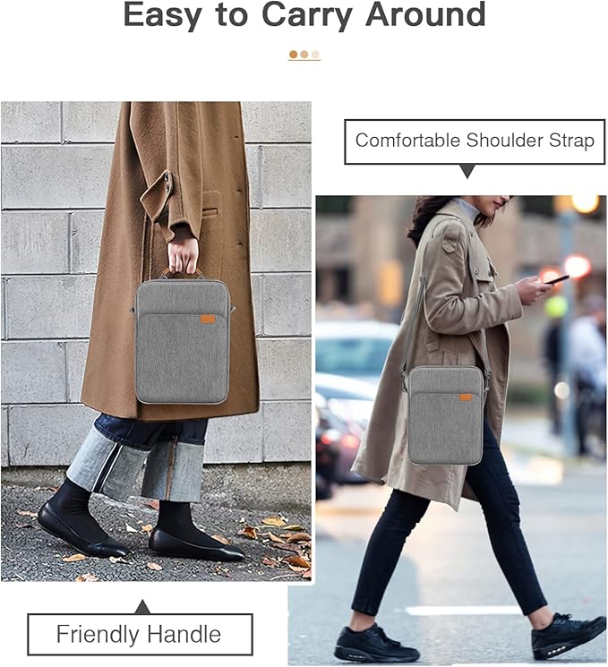 MoKo 9-11 Inch Tablet Sleeve Bag Handle Carrying Case with Shoulder Strap Fits 11inch iPad Air M3, iPad A16 2025, Pro 11 inch, iPad 10/9/8/7th Gen, Tab S8/S9 11", Dark Gray