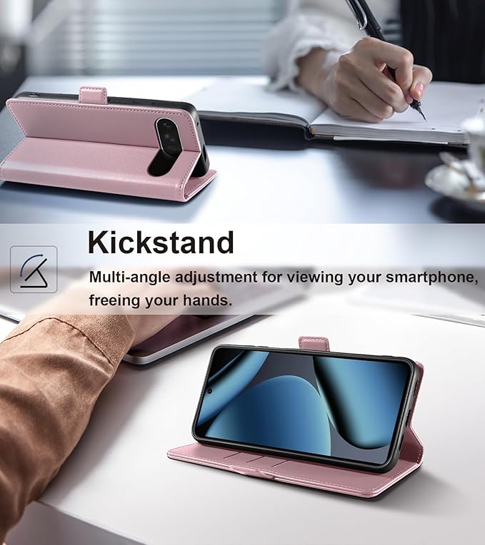 Wallet Flip Case for Google Pixel 10/10 Pro 5G - [RFID Blocking] Luxury PU Leather Card Holder Magnetic Phone Cover with Kickstand,Shockproof Protective Case,Pink