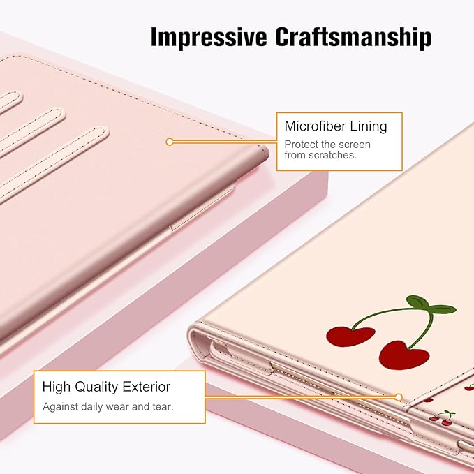 Fintie Case for iPad 9th / 8th / 7th Generation (2021/2020/2019) 10.2 Inch - [Corner Protection] Multi-Angle Viewing Stand Cover with Pocket & Pencil Holder, Auto Sleep Wake, Coquette Cherries