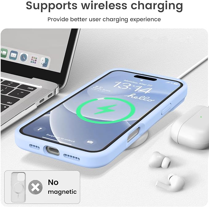 Vooii Compatible with iPhone 16 Pro Max Case, Liquid Silicone Upgrade [Camera Protection] [Soft Anti-Scratch Microfiber Lining] Shockproof Phone Case for iPhone 16 Pro Max 6.9 inch - Light Blue