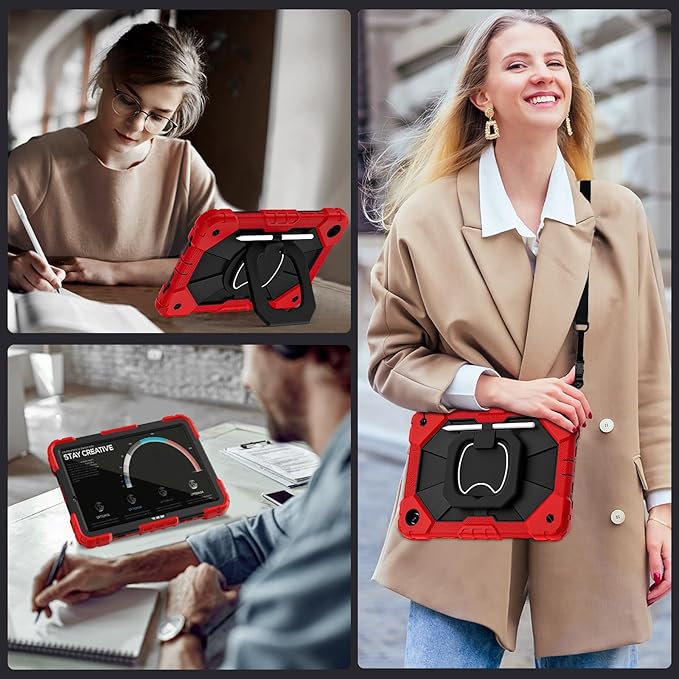 Case for Galaxy Tab A9+ Case 11 Inch with Screen Protector/Rotating Stand/Shoulder Strap/Pencil Holder,Military Grade Shockproof Tablet Case Samsung Galaxy Tab A9 Plus(SM-X210/X216/X218)