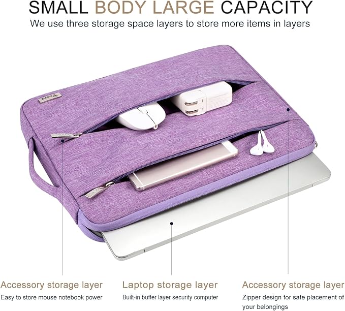 Voova 14 15 Inch Laptop Sleeve Case, Waterproof Computer Bag Cover Compatible with MacBook Air 15 M2/M3/M4 2022-2025, MacBook Pro 15, Hp chromebook 14, 14-15” Dell Lenovo Acer Asus, Lavender