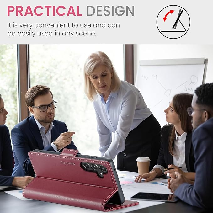 for Samsung Galaxy A55 5G Case, Premium PU Leather Wallet Case Flip Cover with [RFID Blocking][Card Holder][Stand Function] Shockproof Protective for Samsung Galaxy A55, Red