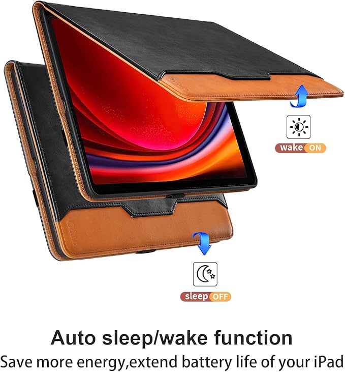 Case for Samsung Galaxy Tab S10 Plus 2024/S9 FE+/S9 Plus 12.4 Inch 2023 - Model SM-X820/X826B/X610/X616B/X810/X816B with S Pen Holder and Pocket, PU Leather Folio Stand Cover Auto Wake/Sleep, Black