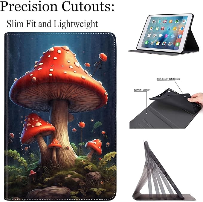 Case for Galaxy Tab A9 Plus ， Auto Sleep/Wake Multi-Angle Viewing Slim Folio Stand Cover for Samsung Galaxy Tab A9+/A9 Plus 11 Inch 2023 (SM-X210/X216/X218), Red Mushroom