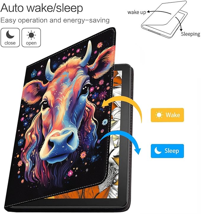 Case for Samsung Galaxy Tab A9 Plus 11 Inch 2023 Model (SM-X210/X216/X218), Slim Lightweight PU Leather Stand Cover with Auto Wake/Sleep, Watercolor Art Cow