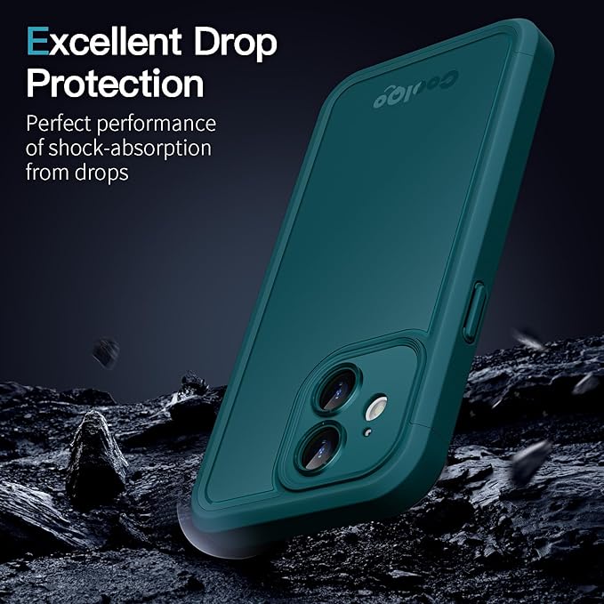 COOLQO Magnetic for iPhone 12 Case, Compatible with MagSafe, Dual Layer Design Military Grade Protection, Translucent Matte Scratch-Resistant Back Protective Shockproof Phone Case, Green