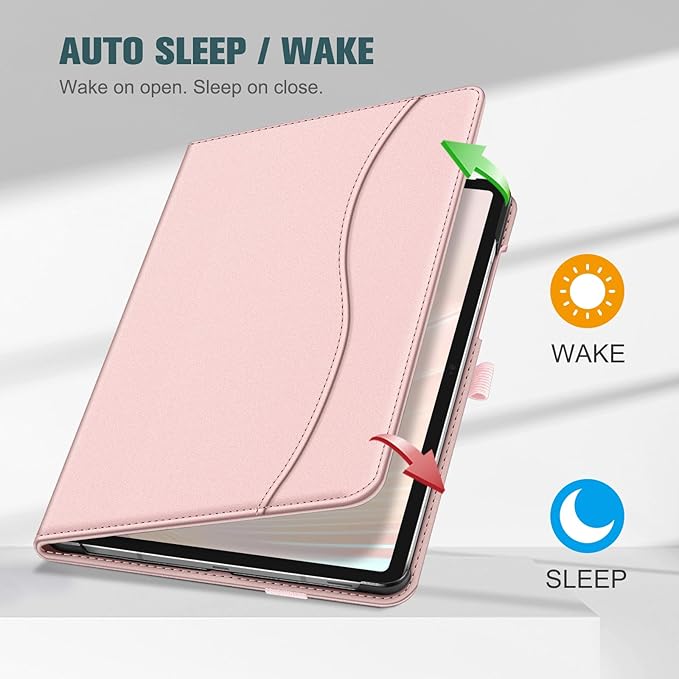 Fintie Case for Samsung Galaxy Tab S10 Lite/ S10 FE/ S9 FE 5G 10.9 Inch/Tab S9 11 Inch with S Pen Holder, Multi-Angle Viewing Protective Cover with Pocket, Auto Sleep/Wake, Rose Gold