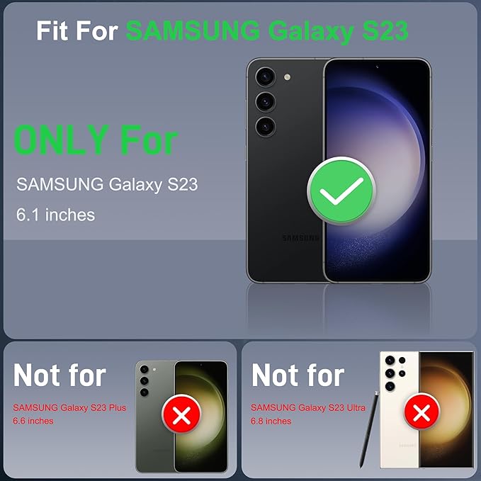 for Samsung Galaxy S23 Case with [2 Pack] HD Screen Protector, [Military-Grade] Shockproof Dust/Drop Proof 3-Layer Full Body Protection Heavy Duty Case for Galaxy S23 5G, Black