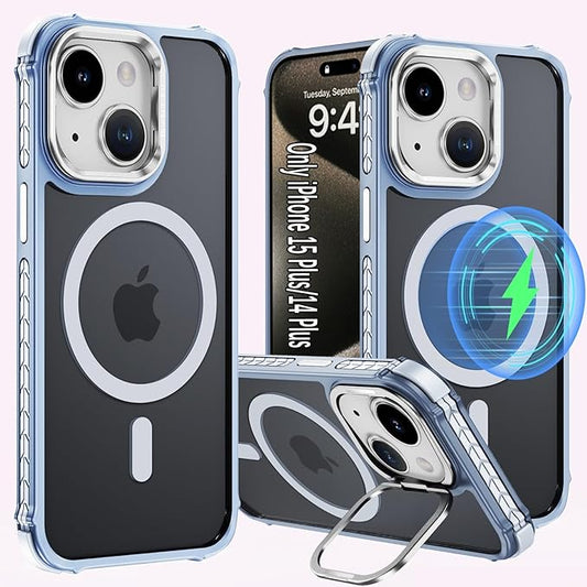 for iPhone 14 Plus Case Magnetic for iPhone 15 Plus / 14 Plus Phone 6.7 Inch, Supports Wireless Charging, Compatible with MagSafe, Magnetic Case for iPhone 14 Plus / 15 Plus, Grey