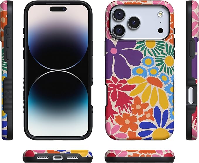 Casely iPhone 17 Pro Case | Flower Patch | Multi-Color Floral | Compatible with MagSafe | Bold Protective Design
