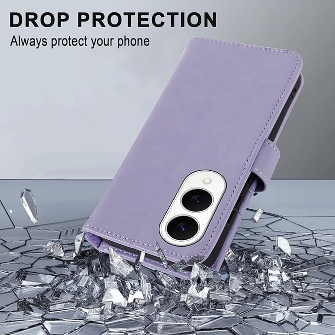 MONASAY Wallet Case Fit for Samsung Galaxy S25 Edge 5G，[Lens & Glass Screen Protector] [RFID Blocking] Flip Folio Leather Cell Phone Cover with Credit Card Holder, 6.7 inch, Lavenders