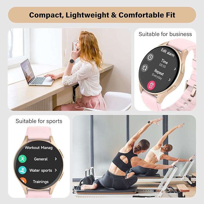 Smart Watch for Women, Built-in Alexa, GPS, HRV, VO2 Max, Blood Oxygen, Sleep & Stress Monitor, Compass, Altimeter, 1.32" AMOLED, Fitness & Women’s Health, Waterproof, iPhone Compatible, Notification