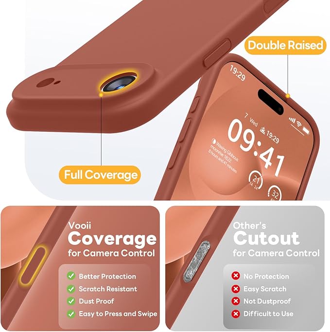 Vooii Magnetic Compatible with iPhone Air Case (Compatible with Magsafe) (Upgraded Camera Protection) Liquid Silicone Shockproof Full Body Protective Phone Cover for Women Men, Caramel, 6.5"
