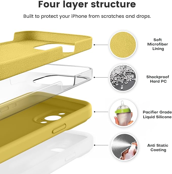 Vooii Compatible with iPhone 15 Pro Max Case, Upgraded Premium Silicone, [Camera Protection] [Soft Anti-Scratch Microfiber Lining] Shockproof Phone Case for iPhone 15 Pro Max 6.7 inch - Canary Yellow