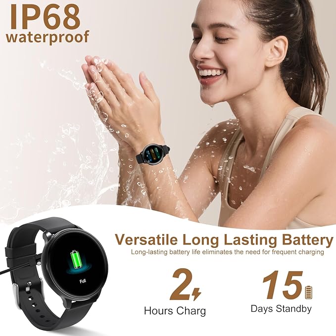 Smart Watch for Men Women Fitness Tracker with 100+ Sport Modes,Activity Trackers for iOS/Android Waterproof/Heart Rate/Sleep/Steps Monitor/Pedometer Monitor Monitor (Black)