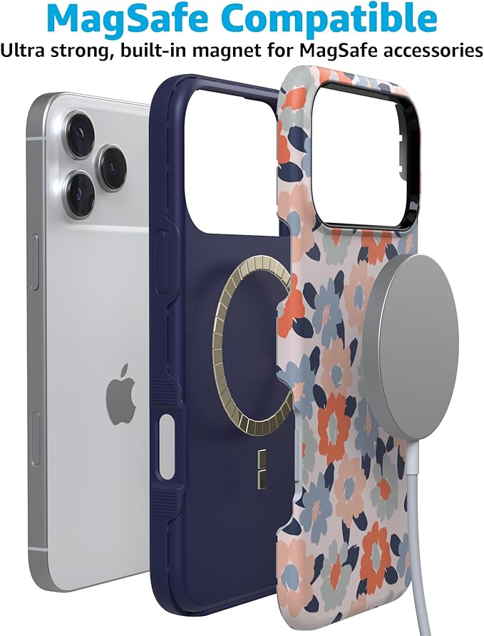 Casely iPhone 17 Pro Case | Field of Flowers | Pastel Floral | Compatible with MagSafe | Bold Protective Design