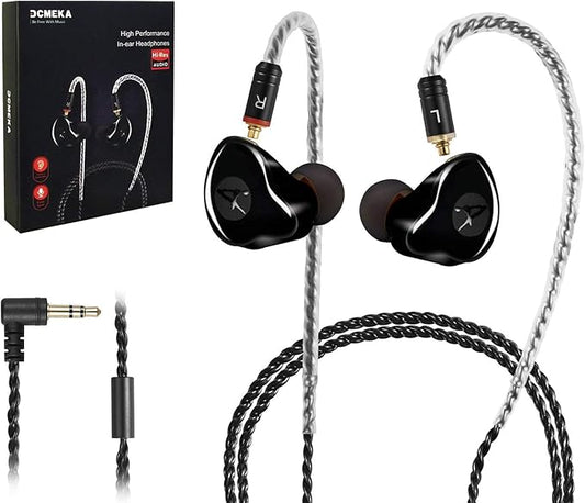 in Ear Monitor Headphones, HiFi Stereo IEM Earphones, Dynamic Dual Driver Wired Earbuds with Detachable Cable, Noise Canceling Headset for Singers Musicians Drummers Audiophile (Black)