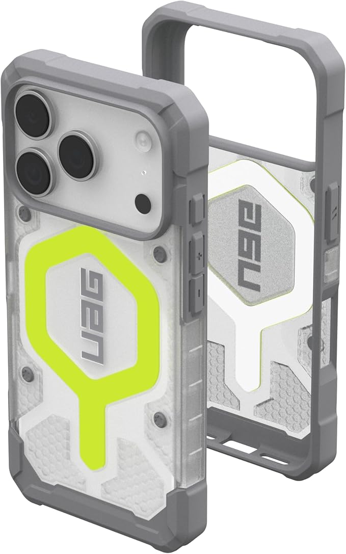 URBAN ARMOR GEAR UAG Designed for iPhone 17 Pro Case Pathfinder Clear - Compatible with MagSafe Military Grade Protective Cover, Active Neon