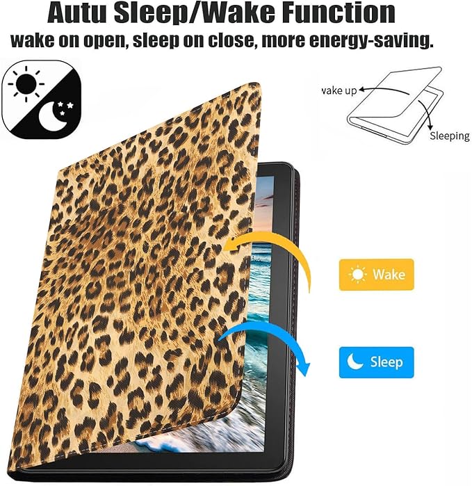 Case for Samsung Galaxy Tab A7 10.4 inch 2022/2020 (SM-T500/T503/T505/T507/T509), Premium PU Leather Stand Folio Cover with Auto Sleep/Wake - Leopard Print
