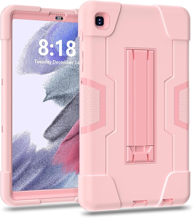 Case for Samsung Galaxy Tab A7 Lite 8.7-Inch 2021 (SM-T227/T225/T220), 3 in 1 Heavy Duty Rugged Shockproof Kickstand Hybrid Three Layer Protective Cover, Rosegold