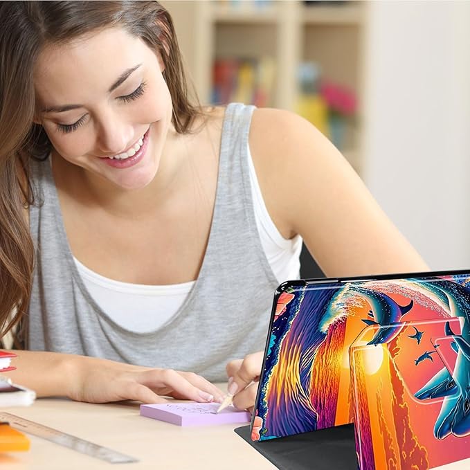 Case for Lenovo Tab M10 Plus 10.3", 360 Degree Rotating Folding Stand,with Auto Sleep/Wake Case for Lenovo Tab M10 Plus (2020 2nd Gen) TB-X606F/TB-X606X 10.3" FHD Tablet,Dolphins in The Sunset