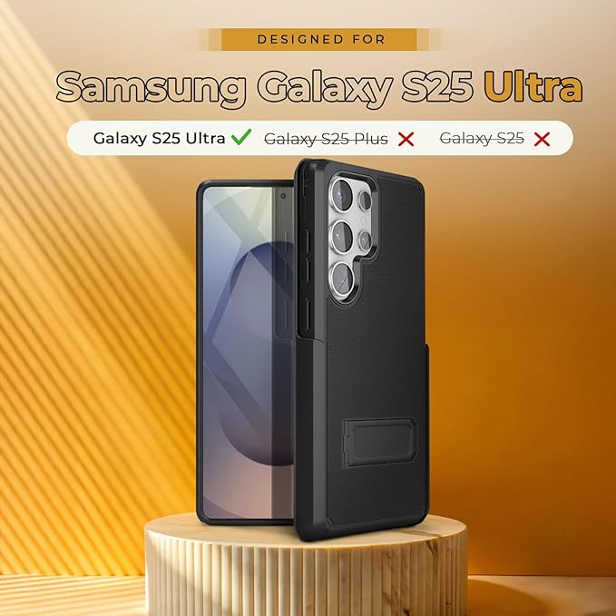MOTIVE Designed for Samsung Galaxy s25 Ultra Case with Belt Clip, Compatible with MagSafe Qi2, Dual-Layer 10FT Military Grade Drop Protection, Shockproof s25 Ultra Holster Case 6.9” | Black