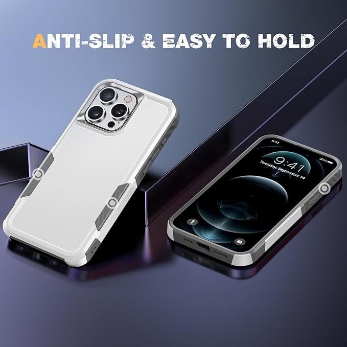 Diaclara Designed for iPhone 12 Pro Max Case, [with Privacy Screen Protector] [Anti Spy] [Military Grade Drop Protection] Heavy Duty Full-Body Shockproof Phone Case, White