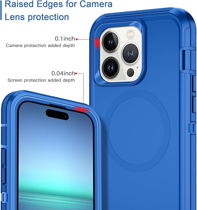 for iPhone 14 Pro Case [Compatible with MagSafe] Shockproof 3-Layer Full Body Protection Rugged Heavy Duty Cover Case for Apple iPhone 14 Pro 6.1",Sea Blue