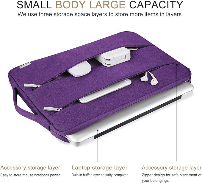 Voova 15.6 16 Inch Laptop Sleeve Case Compatible with MacBook Pro 16 M1/M2/M3/M4 Max 2019-2025, 15.6-16” Hp Lenovo Acer Asus, Waterproof Slim Computer Bag Cover with Handle, Purple