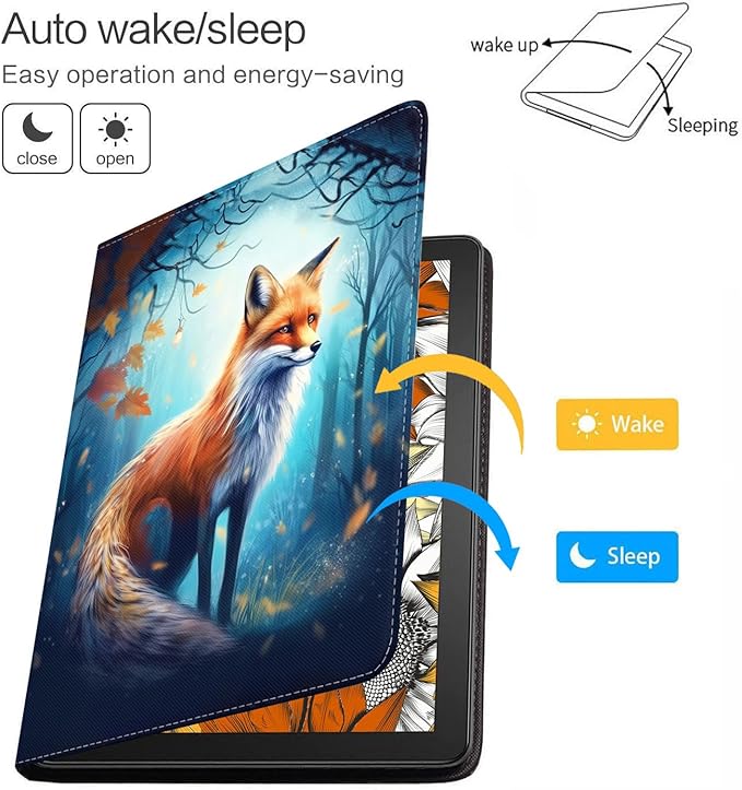 Case for Samsung Galaxy Tab S10 Lite / S10 FE / S9 FE 10.9-Inch / S9 11-Inch, Slim Lightweight PU Leather Stand Cover with Auto Wake/Sleep, Jungle Fox