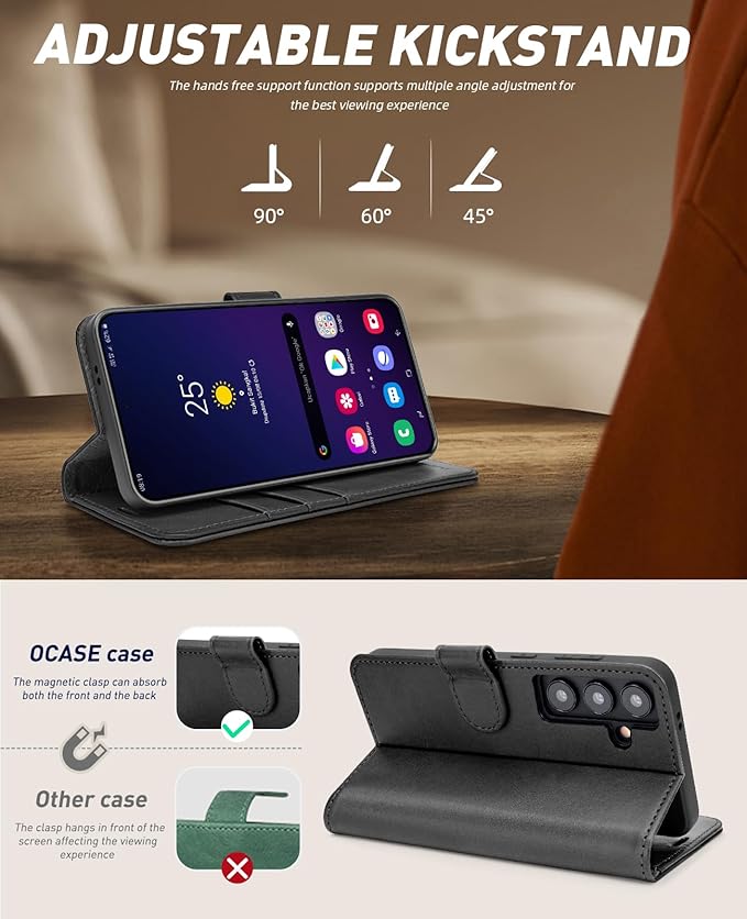 OCASE Compatible with Galaxy S24 5G Wallet Case, PU Leather Flip Folio Case with Card Holders RFID Blocking Kickstand [Shockproof TPU Inner Shell] Phone Cover (2024), Graphite