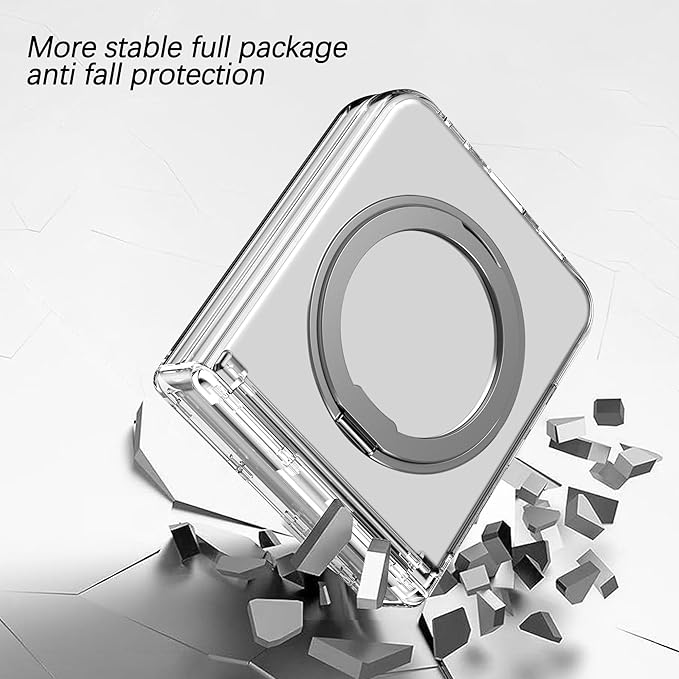 Magnetic Case for Samsung Galaxy Z Flip 6 Compatible with Magsafe, Built-in Kickstand & TPU Hinge Protection Flip 6 Case, Matte PC Cover Ultra Shockproof Phone Case for Z Flip6 (Clear)