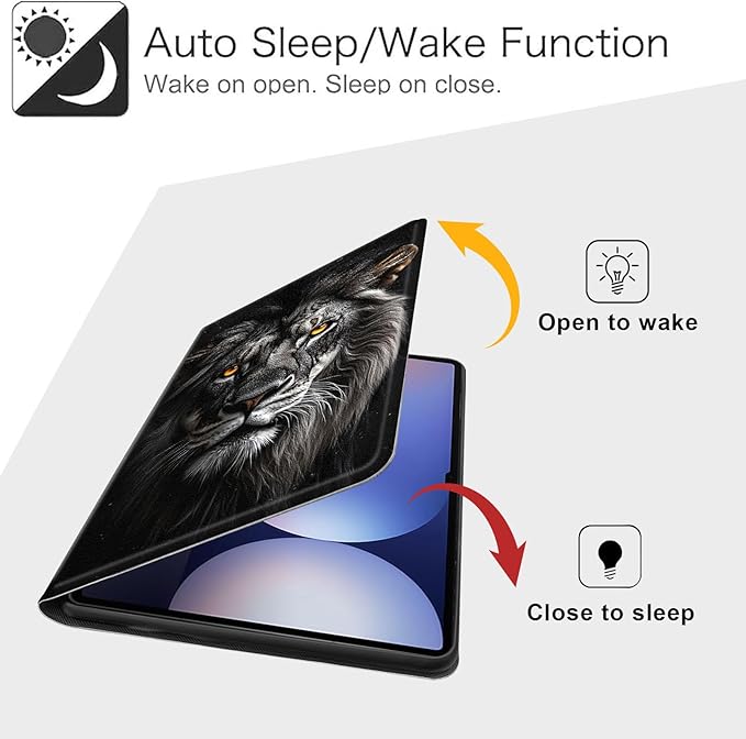 Case for Samsung Galaxy Tab S10 Ultra/Galaxy Tab S9/S8 Ultra 14.6-Inch, Slim PU Leather Stand Cover with Auto Wake/Sleep, Multi-Angle Viewing & Shockproof, Lion
