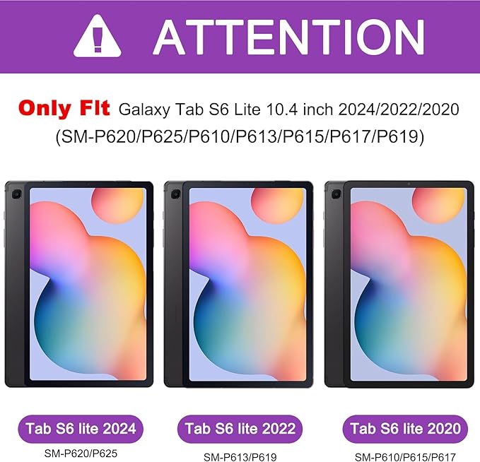BRAECNstock for Samsung Galaxy Tab S6 Lite Case 10.4 inch 2024/2022/2020 (SM-P620/P610/P619) Shockproof Protective Kids Cover with Rotating Stand & Hand Strap Pen Holder Case for Tab S6 Lite - Purple