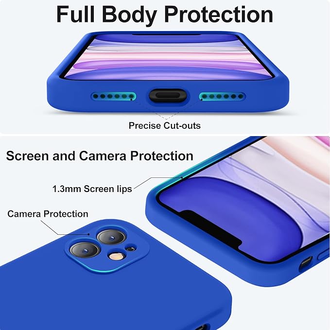 Vooii Compatible with iPhone 11 Case 6.1 inch, Soft Liquid Silicone with [Anti-Scratch Microfiber Lining] [Flat Edge] [Camera Protection] Shockproof Phone Case for iPhone 11 - Klein Blue