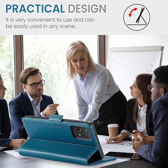 for Samsung Galaxy A53 5G Case, Premium PU Leather Wallet Case Flip Cover with [RFID Blocking][Card Holder][Stand Function] Shockproof Protective for Samsung Galaxy A53, Blue