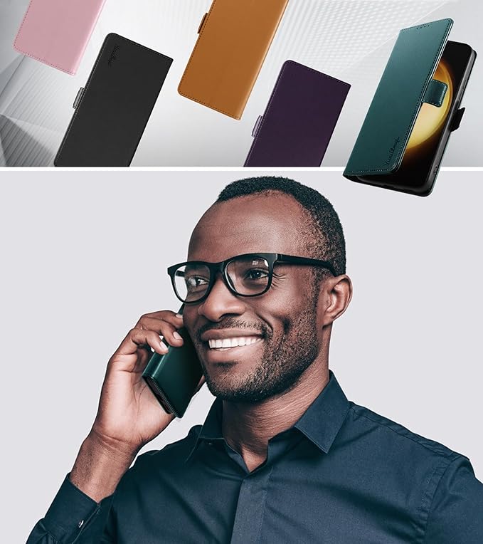 Wallet Flip Case for Samsung Galaxy S23 5G - [RFID Blocking] Luxury PU Leather Card Holder Magnetic Phone Cover with Kickstand,Shockproof Protective Case,Green