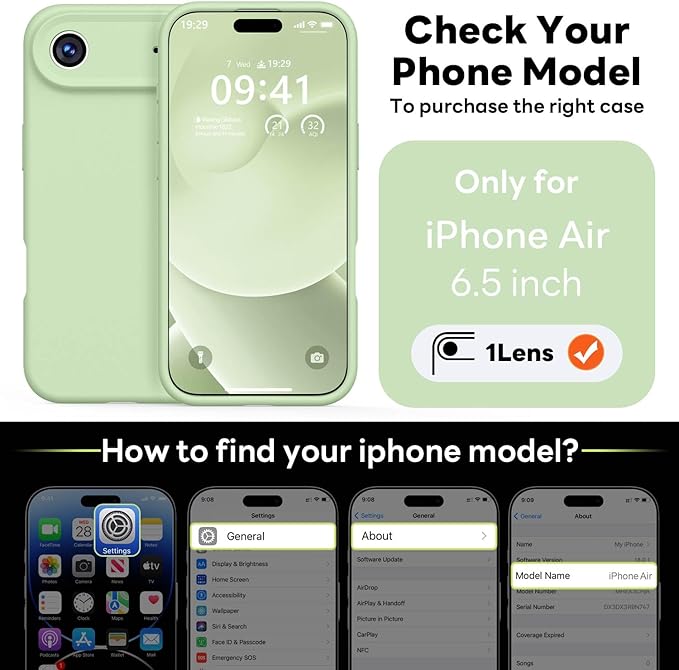 Vooii Magnetic Compatible with iPhone Air Case (Compatible with Magsafe) (Upgraded Camera Protection) Liquid Silicone Shockproof Full Body Protective Phone Cover for Women Men, Matcha, 6.5"