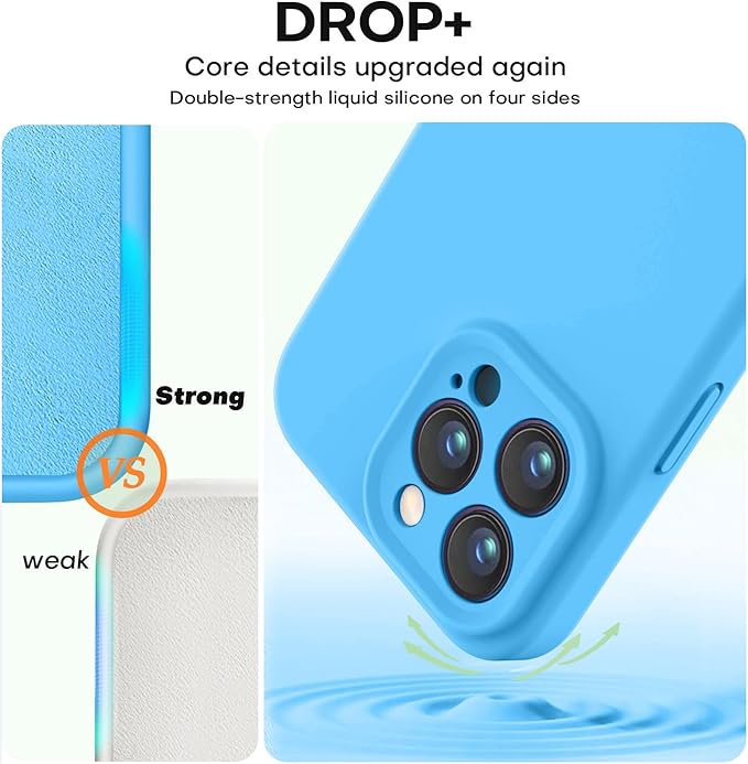 Vooii Compatible with iPhone 16 Pro Case, Liquid Silicone Upgrade [Camera Protection] [Soft Anti-Scratch Microfiber Lining] Shockproof Phone Case for iPhone 16 Pro 6.3 inch - Blue