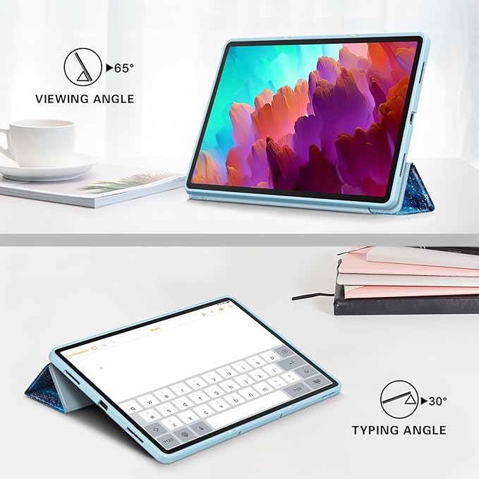 Case for Lenovo Tab P12 12.7 Inch 2023 Tablet, Smart Soft TPU Back Shell Cover with Auto Wake/Sleep Function,Waves