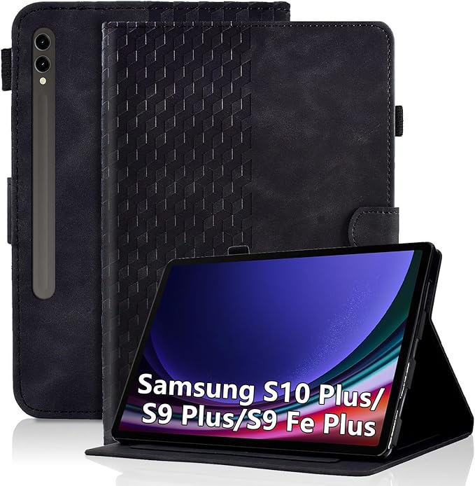 Case for Samsung Galaxy Tab S10+ Plus 2024 / S9 FE+ Plus/ S9+ Plus 12.4 Inch 2023 Magnetic Multi-Angle Leather Folio Stand Shell Folio with Card Holder Galaxy Tab S9+/S9 FE+ - Black