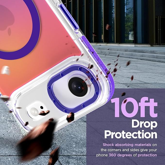 MOWIME Magnetic Case for iPhone Air [Compatible with Magsafe] [Cute Fashion Fluorescent Design] [1 Screen Protector] Slim Translucent Matte Case for iPhone Air 6.5" 2025, Purple