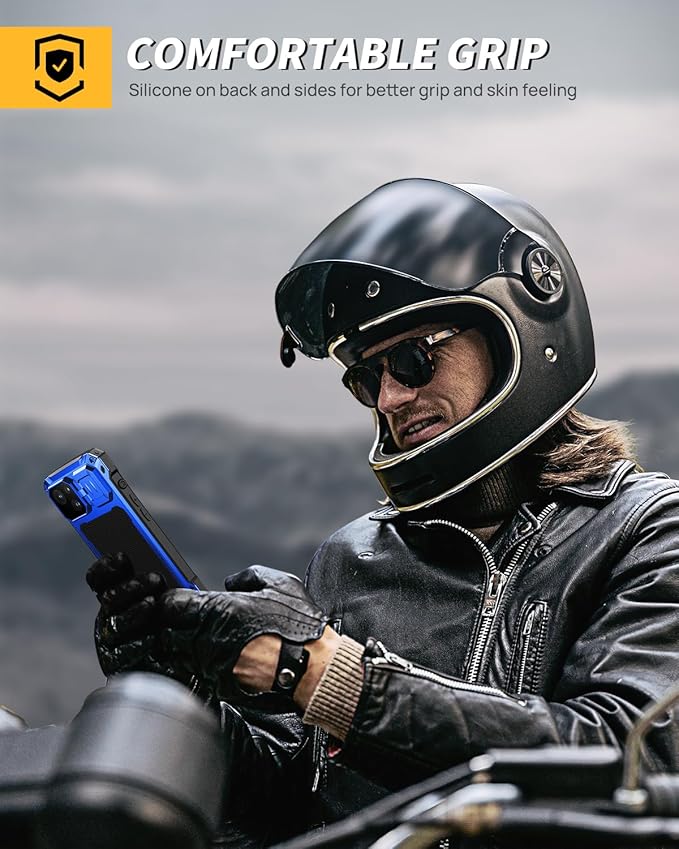 Lanhiem Magnetic for iPhone 14 Metal Case, [Built-in Camera Kickstand & Glass Screen Protector] Heavy Duty Shockproof Full Body Rugged Protective Magsafe Cover for iPhone 14 6.1" (Blue)