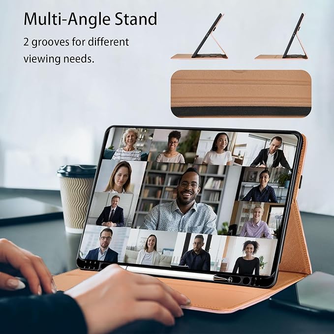 Case for Samsung Galaxy S10 Fe Plus 13.1 inch with S Pen Holder, PU Leather with Hand Strap Folio Flip Cover for Galaxy S10 FE+ with Pockets Auto Sleep/Wake for Man Woman, Rose Gold