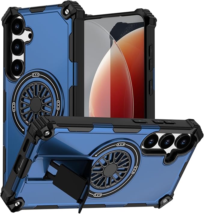 Magnetic Case for Galaxy S24 Plus/S25 Plus, Built-in Stand [Compatible with Mag-Safe] Shockproof Protective Cover Case for Samsung Galaxy S24 Plus/S25 Plus Blue