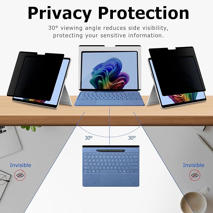 Megoo Privacy Screen Protector for Surface Laptop 7 13.8 Inch, Anti-Spy, Anti-Glare, Blue Light & UV Blocking, Magnetic Nano Technology, Removable Design