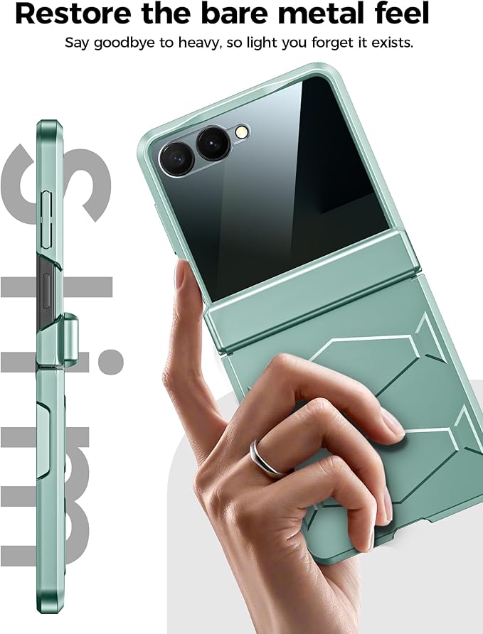 for Samsung Galaxy Z Flip 7 Case,Built-in Privacy Screen Protector&Hinge Protection Shockproof All-Inclusive Smartphone Cover for Samsung Galaxy Z Flip 7(Mint Green)