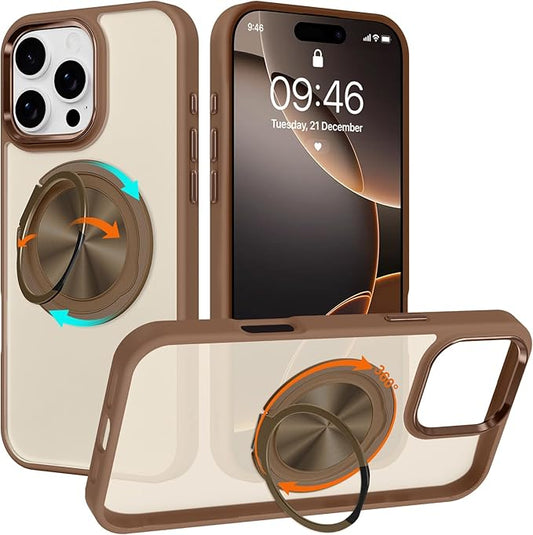 ZIYE Desert Titanium Gold Case for iPhone 16 Pro Case with Stand [Compatible with MagSafe] Slim Military Grade Heavy Duty Protection Magnetic Cover with 360 Rotatable Ring Kickstand for Women Men