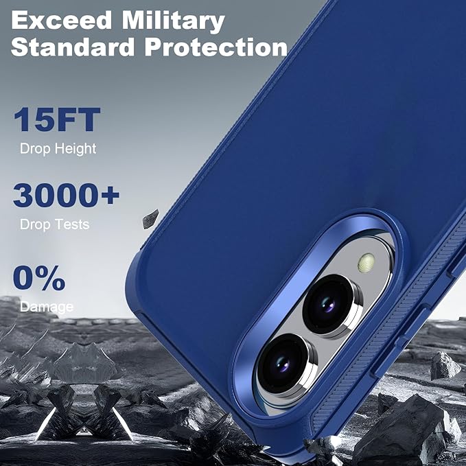 Designed for Samsung Galaxy S25 Edge Case [with Privacy Screen Protector] 3-Layer Full Body Protection Rugged Shockproof Heavy Duty Phone Case Cover, Navy Blue